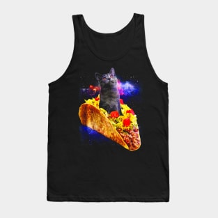 Cat Riding a Taco In Galaxy Tank Top